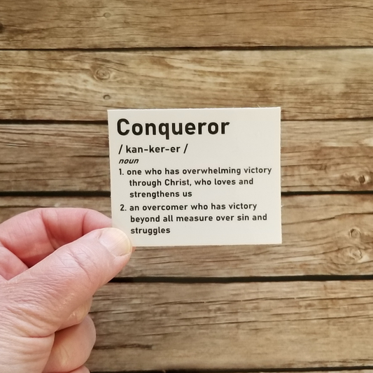 Conqueror Christian Definition Waterproof Sticker