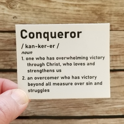 Conqueror Christian Definition Waterproof Sticker